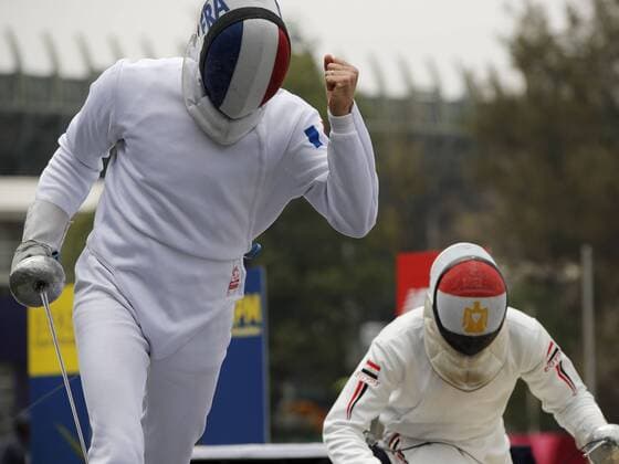 Valentin Prades (L) of France and Ahmed Hamed (R) of Egipt compete in the individual men s fencing final, during the World Modern pentathlon moderner Fünfkampf Championships, in Mexico City, Mexico, 13 September 2018. EPA Jose Mendez World Modern Pentathlon Championships in Mexico !ACHTUNG: NUR REDAKTIONELLE NUTZUNG!  Copyright: xJosexMendezx MEX21 20180913-636724761538571973