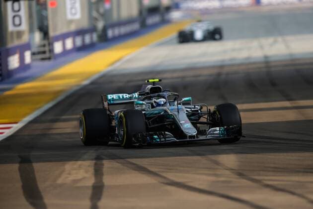 14th September 2018, Marina Bay Street Circuit, Singapore; Formula One Grand Prix of Singapore, Friday free practice; Mercedes AMG Petronas driver Valtteri Bottas  ActionPlus12062015 StephenxBlackberry