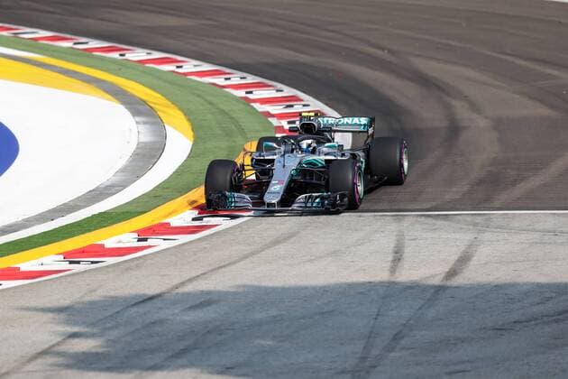 14th September 2018, Marina Bay Street Circuit, Singapore; Formula One Grand Prix of Singapore, Friday free practice; Mercedes AMG Petronas driver Valtteri Bottas  ActionPlus12061990 StephenxBlackberry