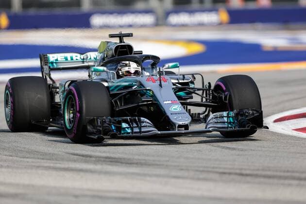 14th September 2018, Marina Bay Street Circuit, Singapore; Formula One Grand Prix of Singapore, Friday free practice; Mercedes AMG Petronas driver Lewis Hamilton  ActionPlus12062007 StephenxBlackberry