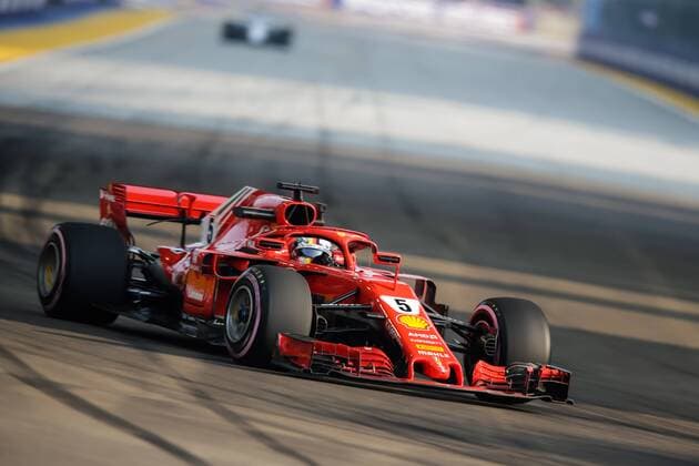 14th September 2018, Marina Bay Street Circuit, Singapore; Formula One Grand Prix of Singapore, Friday free practice; Scuderia Ferrari driver Sebastian Vettel  ActionPlus12062020 StephenxBlackberry