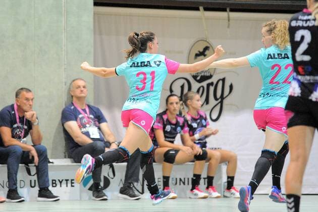 Kelly Vollebregt (TusSies Metzingen 31) jubel wieder in der Oeschhoelle TusSies Metzingen, Women, EHF-Cup, Round 1, 14.09.2018, Foto:TBaur Eibner TusSies Metzingen vs. HZRK Grude Metzingen Copyright: xEIBNER TobiasxBaurx EP_TBR
