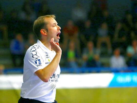 Trainer Jan Gorr (Coburg) Handball 2.Liga 2018 19 EHV Aue - HSC 2000 Coburg 25:33 am 15.9.2018 EHV Aue - HSC 2000 Coburg