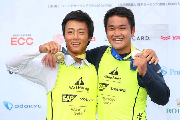 Keiju Okada & Jumpei Hokazono (JPN), SEPTEMBER 16, 2018 - Sailing : World Cup Series Enoshima Men s 470 Award Ceremony in Kanagawa, Japan. NOxTHIRDxPARTYxSALES.  (85810270)