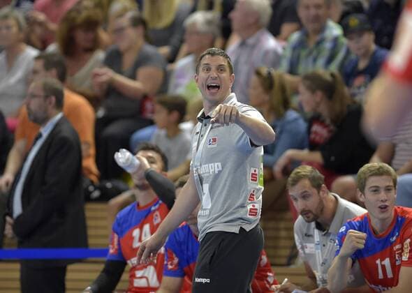 16.09.2018, Handball 2. Bundesliga, HC Elbflorenz Dresden - HBW Balingen-Weilstetten, Balingens Trainer Jens Bürkle, c