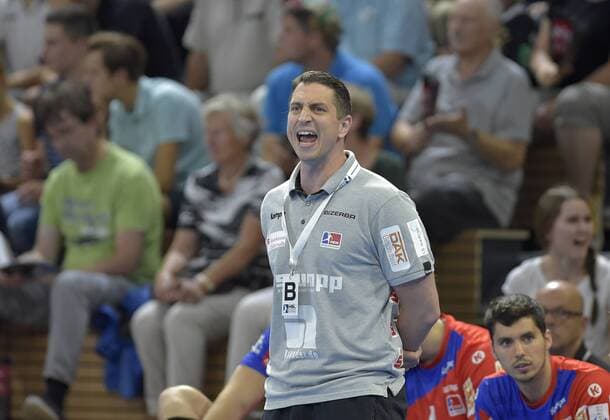 16.09.2018, Handball 2. Bundesliga, HC Elbflorenz Dresden - HBW Balingen-Weilstetten, Balingens Trainer Jens Bürkle, c