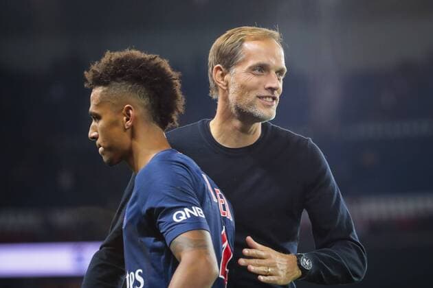 Thomas TUCHEL (PSG), Thilo KEHRER (PSG) FOOTBALL : FRENCH CHAMP - L1 - PARIS SG v ST ETIENNE StephaneAllaman Panoramic 
