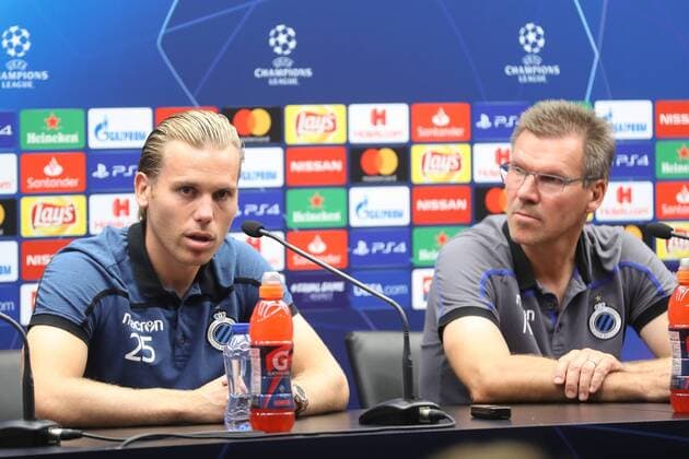 Club s Ruud Vormer and Club s assistant coach Rudi Cossey pictured during a press conference PK Pressekonferenz of Belgian soccer team Club Brugge KV, Monday 17 September 2018 in Brugge. Tomorrow Club will meet German club Borussia Dortmund on day one of the UEFA Champions League, in group A. BRUNOxFAHY  x05428165x