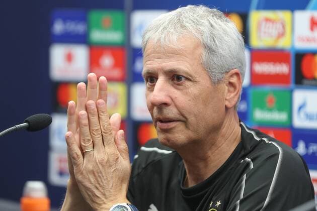 Dortmund s head coach Lucien Favre pictured during a press conference PK Pressekonferenz of German soccer club Borussia Dortmund, Monday 17 September 2018 in Brugge. Tomorrow Dortmund will meet Belgian team Club Brugge KV on day one of the UEFA Champions League, in group A. BRUNOxFAHY  x05428293x