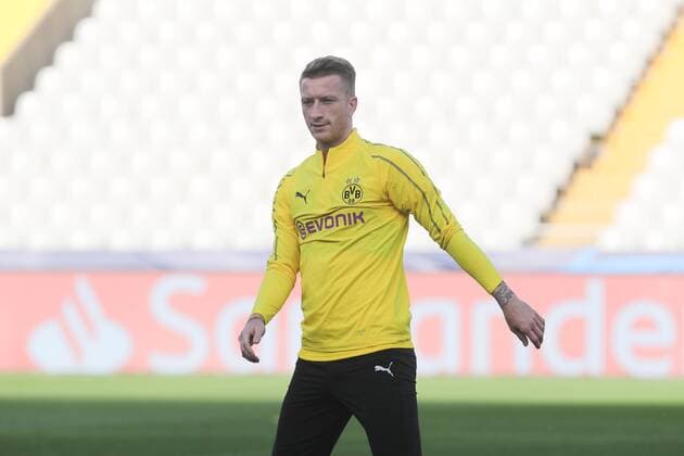 Dortmund s Marco Reus pictured during a training session of German soccer club Borussia Dortmund, Monday 17 September 2018 in Brugge. Tomorrow Dortmund will meet Belgian team Club Brugge KV on day one of the UEFA Champions League, in group A. BRUNOxFAHY  x05428307x