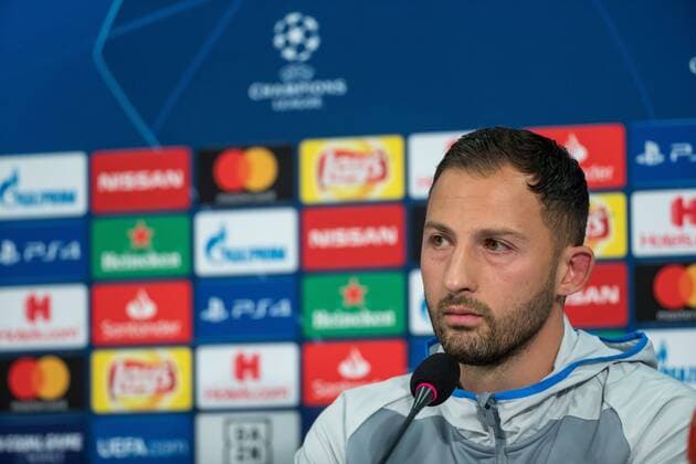 17.09.2018, Fussball, Saison 2018 2019, Champions League, Pressekonferenz - FC Schalke 04 Cheftrainer Domenico TEDESCO (FC Schalke 04) Gelsenkirchen Veltins Arena NRW Deutschland
