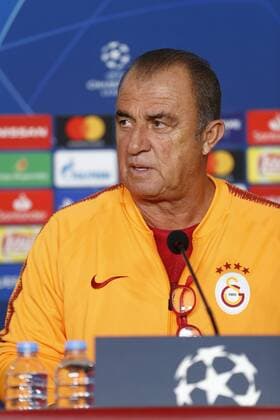 Galatasaray s Football Team Coach Fatih Terim gives a press conference PK Pressekonferenz on the eve of the team s a day before their UEFA Champions League Group D match against Lokomotiv Moscow on September 17 , 2018 in Istanbul , Turkey. 