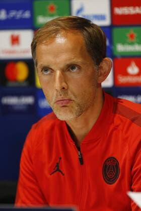 17th September 2018, Anfield, Liverpool, England; UEFA Champions League football, Liverpool versus Paris St Germain; PSG manager Thomas Tuchel speaking to the media at Anfield during today s press conference PK Pressekonferenz ahead of tomorrow s Champions League match against Liverpool  ActionPlus12063477 AlanxMartin