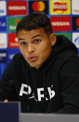 17th September 2018, Anfield, Liverpool, England; UEFA Champions League football, Liverpool versus Paris St Germain; Thiago Silva of PSG speaking to the media at Anfield during today s press conference PK Pressekonferenz ahead of tomorrow s Champions League match against Liverpool  ActionPlus12063479 AlanxMartin