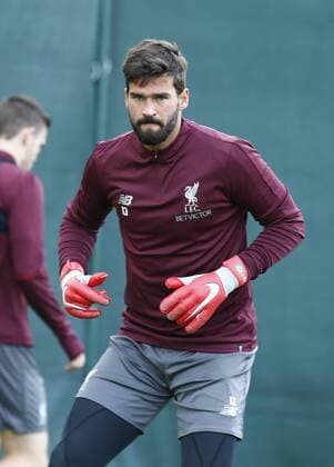 17th September 2018, Anfield, Liverpool, England; UEFA Champions League football, Liverpool versus Paris St Germain, open training session; Alisson Becker of Liverpool ahead of tomorrow s Champions League match against Paris Saint-Germain  ActionPlus12063485 AlanxMartin