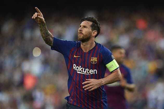 BARCELONA, 18-09-2018. Champions League 2018 2019, group B, date 1. Lionel Messi of FC Barcelona Barca celebrates his goal during the game FC Barcelona - PSV Eindhoven Barcelona - PSV  x2474671x
