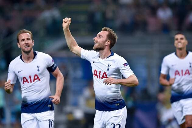 Christian Eriksen of Tottenham Hotspur celebrates scoring first goal during the UEFA Champions League Group B match between Inter Milan and Tottenham Hotspur at Stadio San Siro, Milan, Italy on 18 September 2018. Copyright: xGiuseppexMaffiax 2101