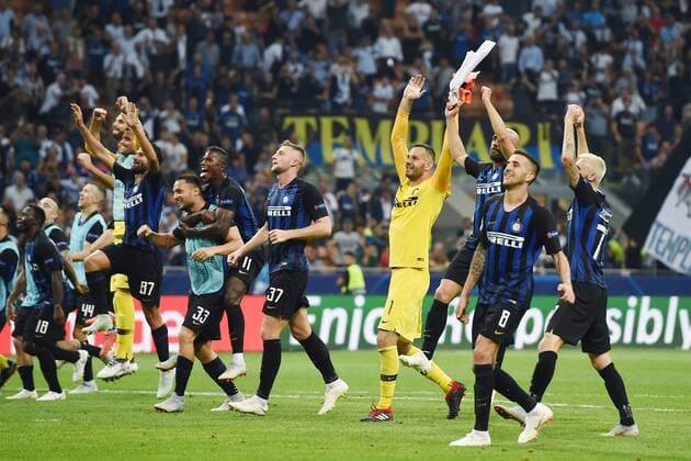 Fußball, CL, Inter Mailand - Tottenham Hotspur Db Milano 18 09 2018 - Champions League Inter-Tottenham foto Daniele Buffa Image nella foto: esultanza gol Matias Vecino 