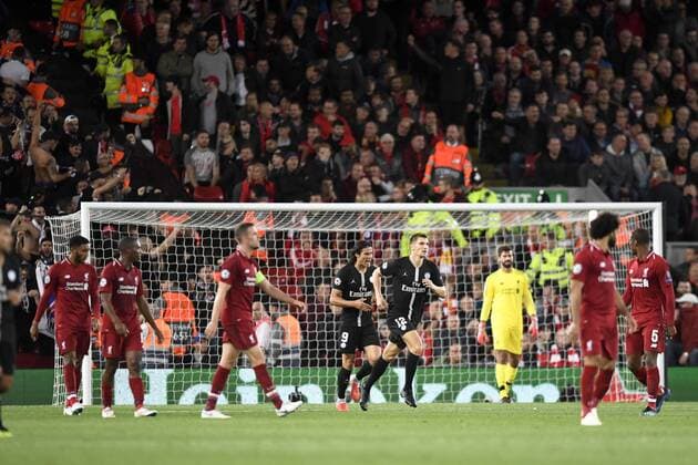 12 THOMAS MEUNIER (PSG) - 09 EDINSON CAVANI (PSG) - JOIE FOOTBALL : Liverpool vs Paris SG - Ligue des Champions - 18 09 2018 AnthonyBIBARD FEP Panoramic 