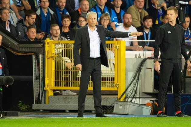 Bruegge, Belgien, 18.09.2018, UEFA Champions League - 2018 19 Season, Vorrunde, Gruppenphase - Gruppe A - 1. Spieltag, Club Bruegge - BV Borussia Dortmund, Trainer Lucien Favre (BVB) gestikuliert ( DeFodi001