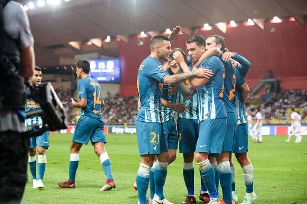 24 JOSE GIMENEZ (ATL) - 21 LUCAS HERNANDEZ (ATL) - JOIE FOOTBALL : Monaco vs Atletico Madrid - Ligue des Champions - 18 09 2018 FEP Panoramic 