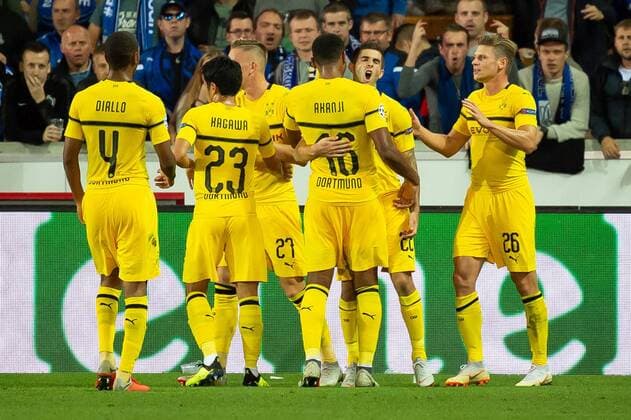 Bruegge, Belgien, 18.09.2018, UEFA Champions League - 2018 19 Season, Vorrunde, Gruppenphase - Gruppe A - 1. Spieltag, Club Bruegge - BV Borussia Dortmund, Torjubel, jubel um Christian Pulisic (BVB) nach dem treffer zum 0:1 ( DeFodi001