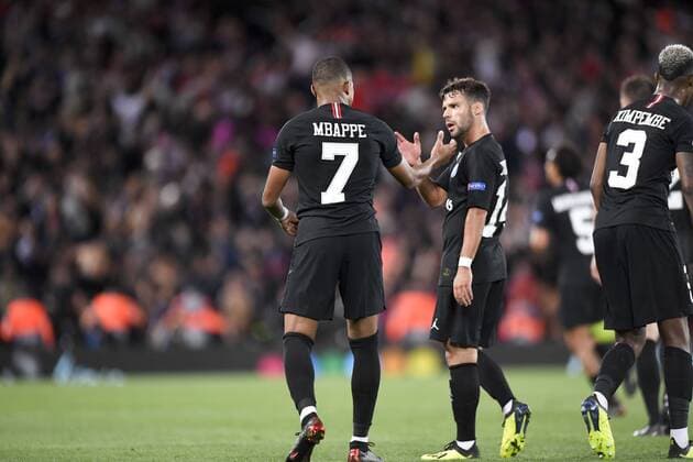 07 KYLIAN MBAPPE (PSG) - 14 JUAN BERNAT (PSG) - JOIE FOOTBALL : Liverpool vs Paris SG - Ligue des Champions - 18 09 2018 AnthonyBIBARD FEP Panoramic 