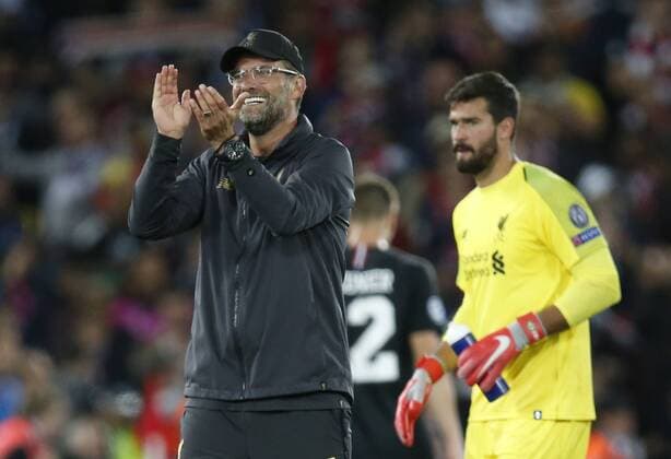 Jurgen Kkopp manager of Liverpool celebrates the win during the UEFA Champions League - Group C match at the Anfield Stadium, Liverpool. Picture date 18th September 2018. Picture credit should read: Andrew Yates Sportimage EDITORIAL USE ONLY. No use with unauthorised audio, video, data, fixture lists, club league logos or live services. Online in-match use limited to 120 images, no video emulation. No use in betting, games or single club league player publications.
