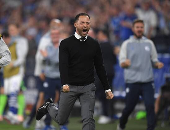 18.09.2018, Fussball, UEFA Champions League, Saison 2018 2019, Vorrunde, 1. Spieltag, FC Schalke 04 - FC Porto, Jubel Trainer Domenico Tedesco (FC Schalke 04) nach dem 1:0