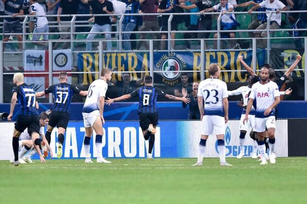 September 18, 2018 - Milan, Milan, Italy - Matias Vecino of Inter Milan celebrates scoring second goal during the UEFA Champions League Group B match between Inter Milan and Tottenham Hotspur at Stadio San Siro, Milan, Italy on 18 September 2018. Inter Milan v Tottenham Hotspur.UEFA Champions League.18 09 2018.  - ZUMAn230 20180918_zaa_n230_353 Copyright: xGiuseppexMaffiax