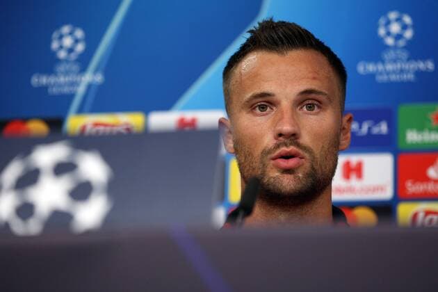 September 18, 2018 - Lisbon, Portugal - Benfica s Suisse forward Haris Seferovic attends a press conference PK Pressekonferenz on the eve of the UEFA Champions League Group E football match SL Benfica vs Bayern Munich at the Luz stadium in Lisbon, Portugal on September 18, 2018. UEFA Champions League Group E - Bayern Munich s press conference and training session - ZUMAf123 20180918_zap_f123_022 Copyright: xPedroxFiuzax
