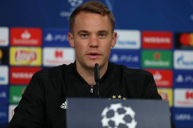 September 18, 2018 - Lisbon, Portugal - Bayern s goalkeeper Manuel Neuer from Germany attends a press conference PK Pressekonferenz on the eve of the UEFA Champions League Group E football match SL Benfica vs Bayern Munich at the Luz stadium in Lisbon, Portugal on September 18, 2018. Bayern Muenchen Training And Press Conference - UEFA Champions League  - ZUMAn230 20180918_zaa_n230_241 Copyright: xPedroxFiuzax