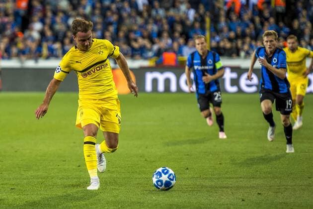 Fußball: Champions League, Saison 2018 2019, Gruppenphase, 1. Spieltag, Club Brügge - Borussia Dortmund am 18.09.2018 im Jan-Breydel-Stadion in Brügge (Belgien). Dortmunds Mario Götze Goetze läuft mit dem Ball am Fuß. DFL REGULATIONS PROHIBIT ANY USE OF PHOTOGRAPHS AS IMAGE SEQUENCES AND OR QUASI-VIDEO. Copyright: xKirchner DavidxInderliedx