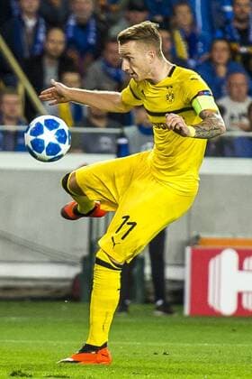 Fußball: Champions League, Saison 2018 2019, Gruppenphase, 1. Spieltag, Club Brügge - Borussia Dortmund am 18.09.2018 im Jan-Breydel-Stadion in Brügge (Belgien). Dortmunds Marco Reus schießt auf das Tor. DFL REGULATIONS PROHIBIT ANY USE OF PHOTOGRAPHS AS IMAGE SEQUENCES AND OR QUASI-VIDEO. Copyright: xKirchner DavidxInderliedx