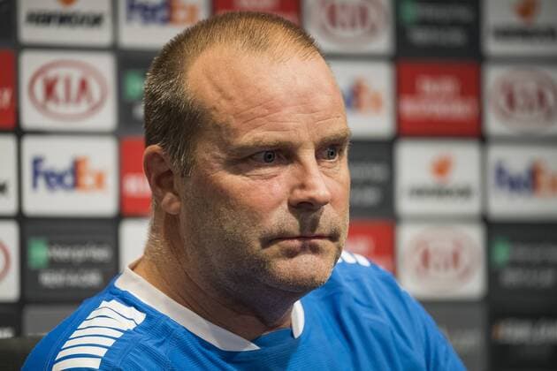 180919 Geir Bakke, head coach of Sarpsborg 08, during a press conference PK Pressekonferenz ahead of the Europa league match between Besiktas and Sarpsborg 08 on September 19, 2018 in Istanbul. Photo: Fredrik Varfjell BILDBYRAN kod FV 150141 Copyright: FREDRIKxVARFJELL BB180919FV044