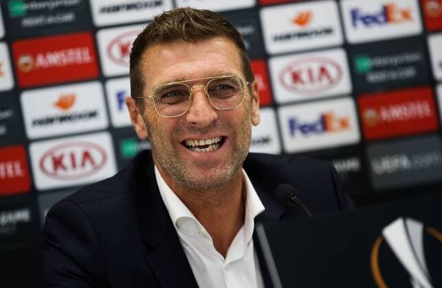 SOCCER - EL, Rapid vs Spartak VIENNA,AUSTRIA,19.SEP.18 - SOCCER - UEFA Europa League, group stage, SK Rapid Wien vs Spartak Moscow, preview, press conference PK Pressekonferenz Spartak. Image shows head coach Massimo Carrera (Spartak). GEPAxpictures xPhilippxBrem