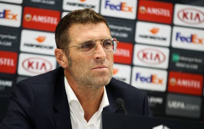 SOCCER - EL, Rapid vs Spartak VIENNA,AUSTRIA,19.SEP.18 - SOCCER - UEFA Europa League, group stage, SK Rapid Wien vs Spartak Moscow, preview, press conference PK Pressekonferenz Spartak. Image shows head coach Massimo Carrera (Spartak). GEPAxpictures xPhilippxBrem