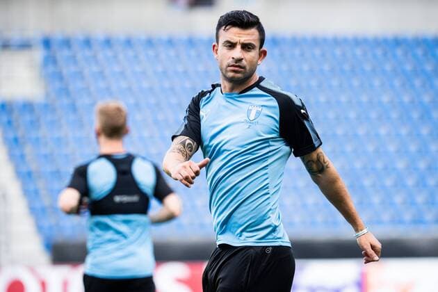180919 Behrang Safari of Malmö FF during a practice and press conference PK Pressekonferenz with Malmö FF ahead of the Europa League match against Genk on September 19, 2018 in Genk. Photo: Ludvig Thunman BILDBYRN kod LT 35537 Copyright: LUDVIGxTHUNMAN BB180919LT046