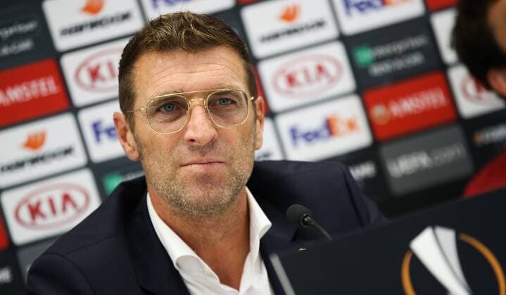 SOCCER - EL, Rapid vs Spartak VIENNA,AUSTRIA,19.SEP.18 - SOCCER - UEFA Europa League, group stage, SK Rapid Wien vs Spartak Moscow, preview, press conference PK Pressekonferenz Spartak. Image shows head coach Massimo Carrera (Spartak). GEPAxpictures xPhilippxBrem