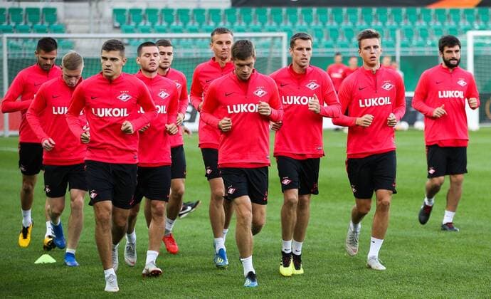 SOCCER - EL, Rapid vs Spartak VIENNA,AUSTRIA,19.SEP.18 - SOCCER - UEFA Europa League, group stage, SK Rapid Wien vs Spartak Moscow, training Spartak. Image shows the team of Spartak. GEPAxpictures xPhilippxBrem