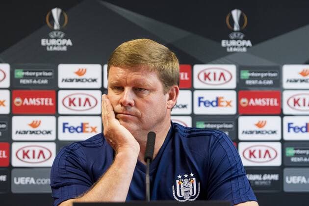 Anderlecht s head coach Hein Vanhaezebrouck talks to the press during a press conference PK Pressekonferenz of Belgian soccer team RSC Anderlecht, Wednesday 19 September 2018 in Trnava, Slovakia. Tomorrow Anderlecht will meet Slovakian club Spartak Trnava on day one of the UEFA Europa League group stage. JASPERxJACOBS  x05429443x