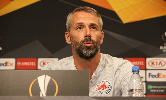 FC Salzburg - Pressekonferenz Fussball Euroleague Leipzig, 19.09.2018, Red Bull Arena, Fußball, FC Salzburg , Pressekonferenz vor dem Euroleague-Spiel bei RB Leipzig. , Im Bild: Trainer Marco Rose ,