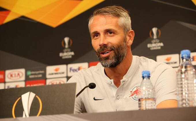 FC Salzburg - Pressekonferenz Fussball Euroleague Leipzig, 19.09.2018, Red Bull Arena, Fußball, FC Salzburg , Pressekonferenz vor dem Euroleague-Spiel bei RB Leipzig. , Im Bild: Trainer Marco Rose ,