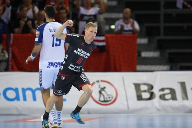 SG Flensburg Handewitt vs HC PPD Zagreb, Handball, EHF Champions League Gruppenphase, 19.09.18 Jubel Torjubel bei Magnus Joendal (SG Flensburg-Handewitt, 18)