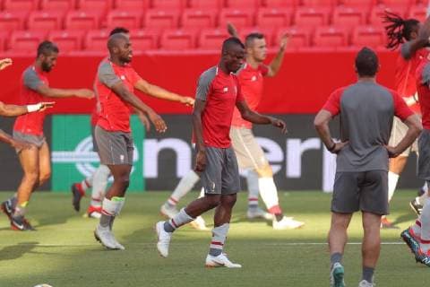 Standard s Uche Agbo (C) pictured during a training session of Belgian soccer team Standard de Liege, Wednesday 19 September 2018 in Sevilla, Spain. Tomorrow Standard will meet Spanish club Sevilla FC on day one of the UEFA Europa League group stage. BRUNOxFAHY  x05429581x