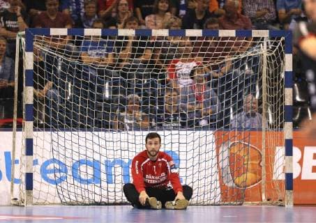 Foto : Verlierer Flensburg , Keeper Benjamin Buric Handball Herren 1. Bundesliga am Mi. 19.09.2018 Flensburg - HC Zagreb