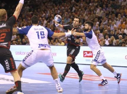 Foto : Rasmus Lauge ( Flensburg ) gegen Tin KOntrec Handball Herren 1. Bundesliga am Mi. 19.09.2018 Flensburg - HC Zagreb
