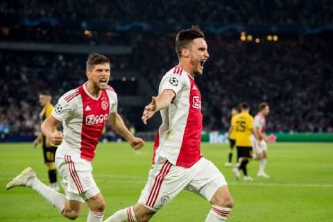 Nico Tagliafico of Ajax 1-0 during the UEFA Champions League group E match between Ajax Amsterdam and AEK FC at the Johan Cruijff Arena on September 19, 2018 in Amsterdam, The Netherlands UEFA Champions League 2018 2019 xVIxVIxImagesx xRonaldxBonestrooxIVx 12173020
