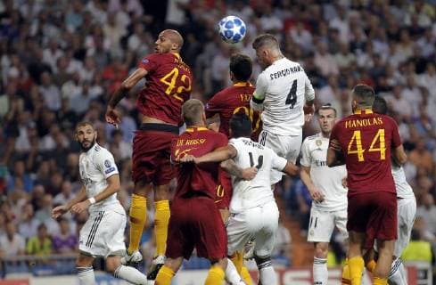 Soccer match between Real Madrid and Roma, of the Champions League 2018 2019, held at the Santiago Bernabeu stadium, in Madrid. (Photo: Jose Cuesta 261 Cordon Press). Sergio Ramos