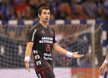 Foto : skeptische Miene bei Rasmus Lauge ( Flensburg ) Handball Herren 1. Bundesliga am Mi. 19.09.2018 Flensburg - HC Zagreb